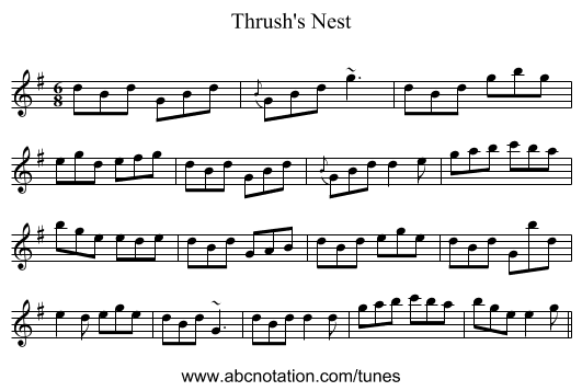 Thrush's Nest - staff notation