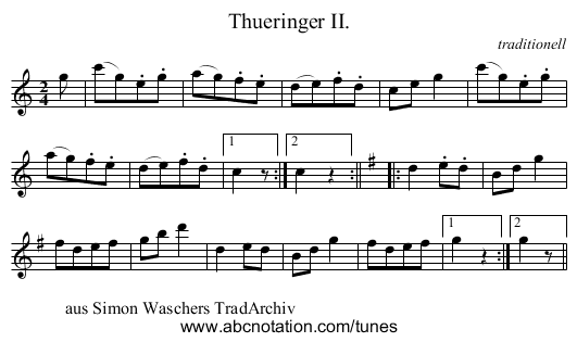 Thueringer II. - staff notation