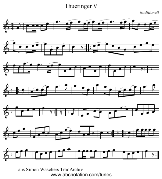 Thueringer V - staff notation