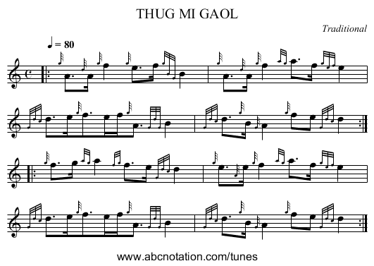 THUG MI GAOL - staff notation