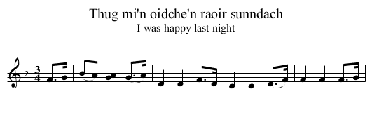 Thug mi'n oidche'n raoir sunndach - staff notation