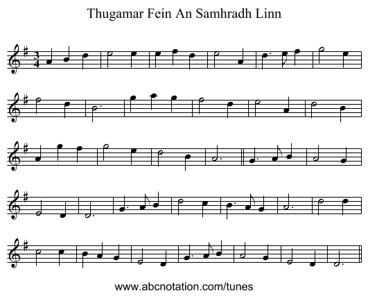 Thugamar Fein An Samhradh Linn - staff notation