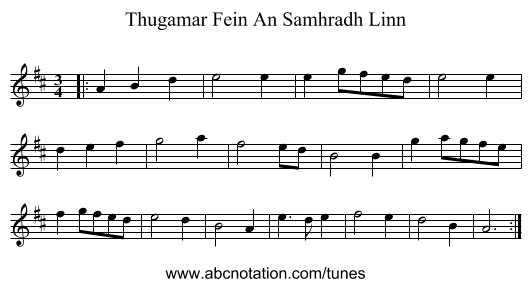 Thugamar Fein An Samhradh Linn - staff notation