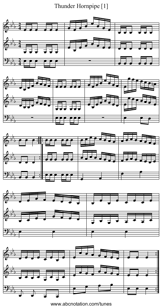 Thunder Hornpipe [1] - staff notation