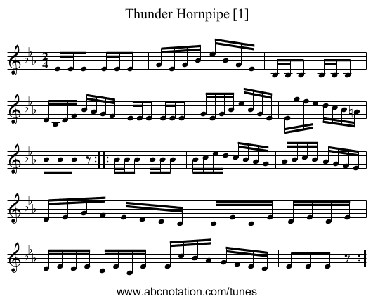 Thunder Hornpipe [1] - staff notation