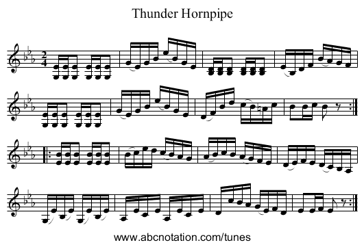 Thunder Hornpipe - staff notation