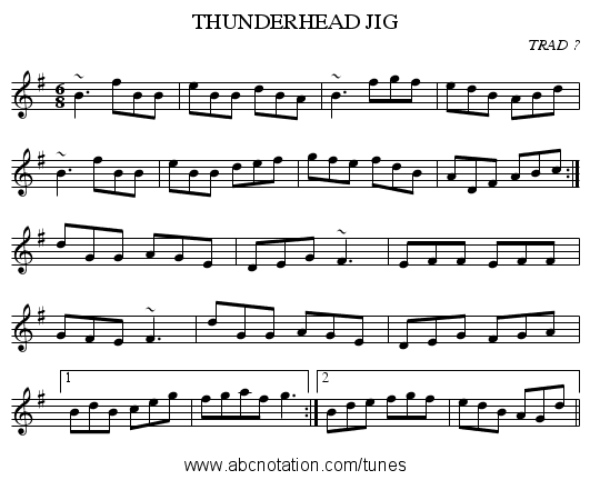 THUNDERHEAD JIG - staff notation