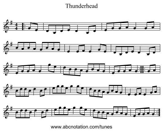 Thunderhead - staff notation