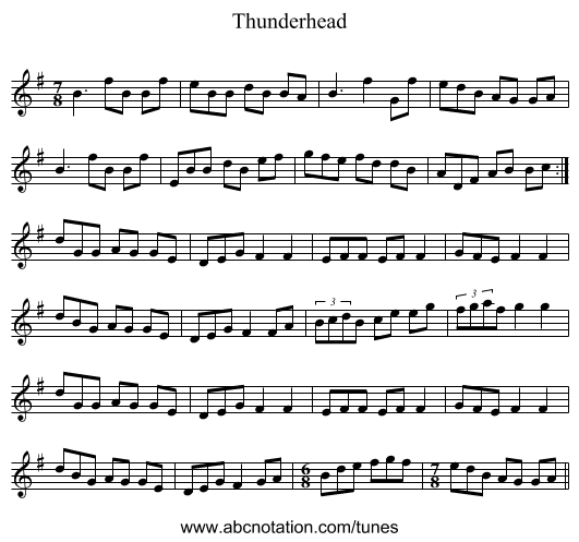 Thunderhead - staff notation