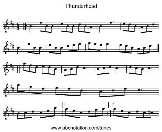 Thunderhead - staff notation