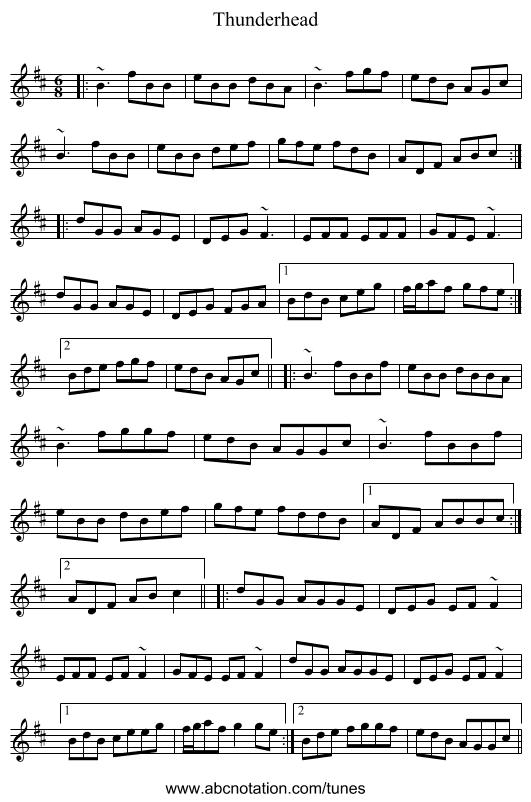 Thunderhead - staff notation