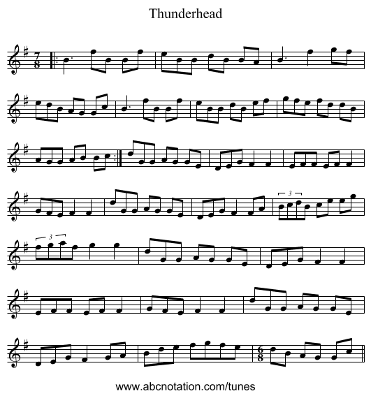 Thunderhead - staff notation