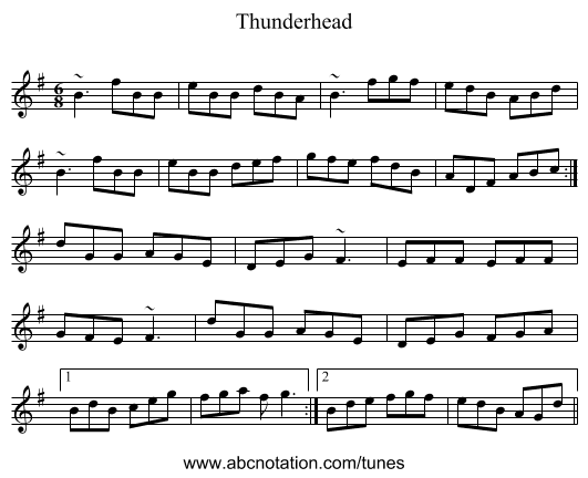 Thunderhead - staff notation