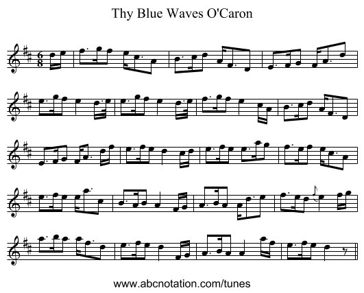 Thy Blue Waves O'Caron - staff notation