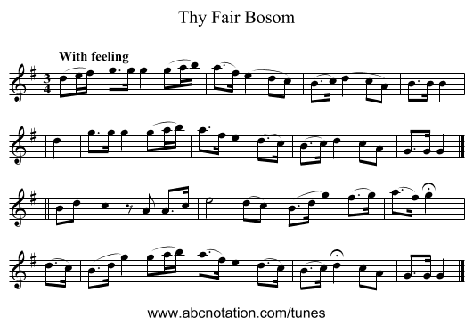 Thy Fair Bosom - staff notation