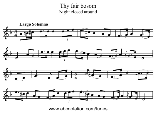Thy fair bosom - staff notation
