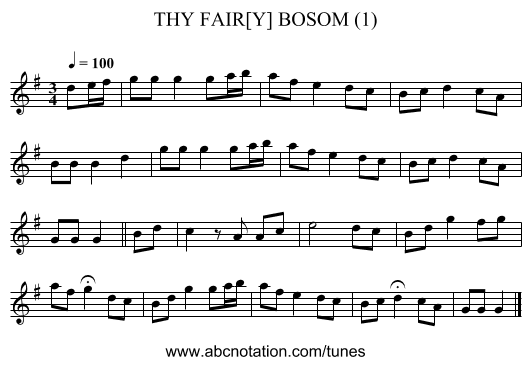 THY FAIR[Y] BOSOM (1) - staff notation