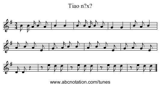 Tiao n?x? - staff notation