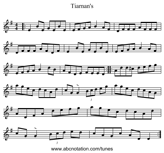 Tiarnan's - staff notation