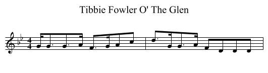 Tibbie Fowler O' The Glen - staff notation