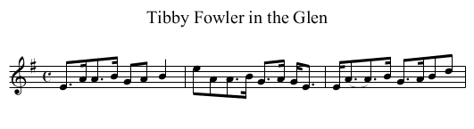 Tibby Fowler in the Glen - staff notation