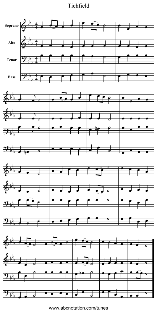 Tichfield - staff notation