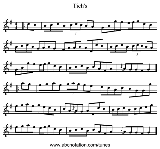 Tich's - staff notation