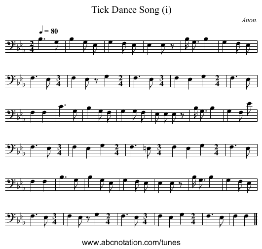 Tick Dance Song (i) - staff notation