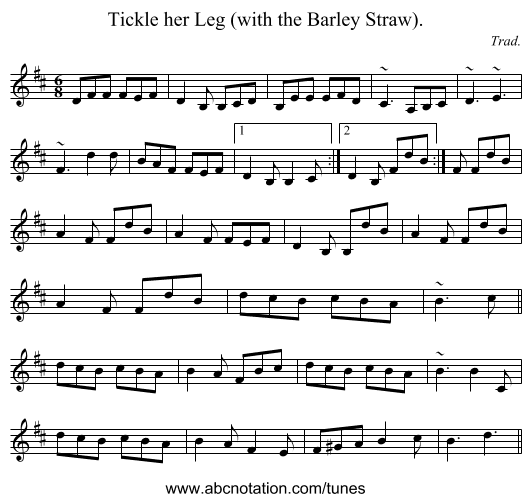 Tickle her Leg (with the Barley Straw). - staff notation