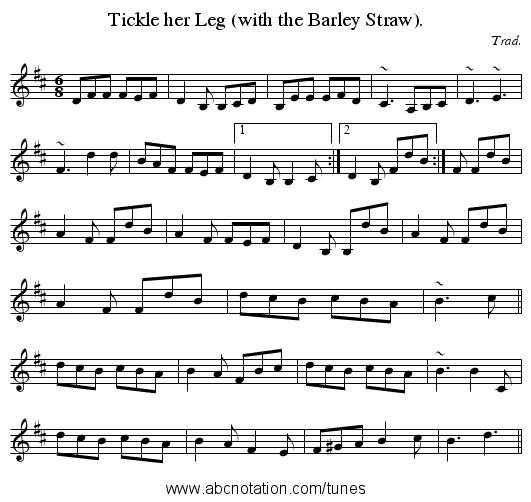 Tickle her Leg (with the Barley Straw). - staff notation