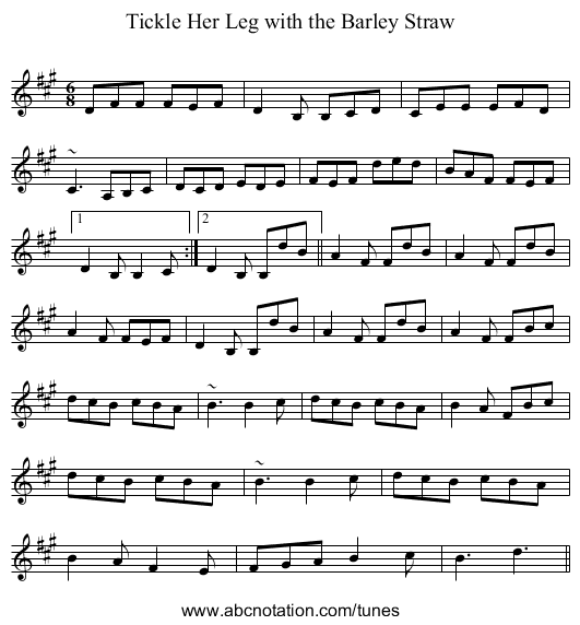 Tickle Her Leg with the Barley Straw - staff notation