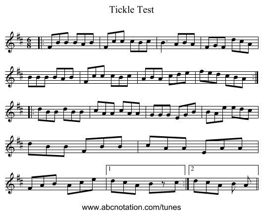 Tickle Test - staff notation