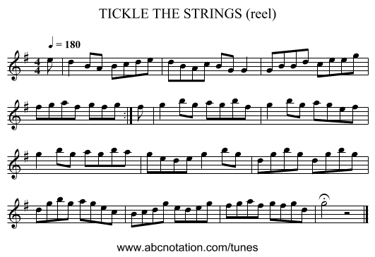 TICKLE THE STRINGS (reel) - staff notation