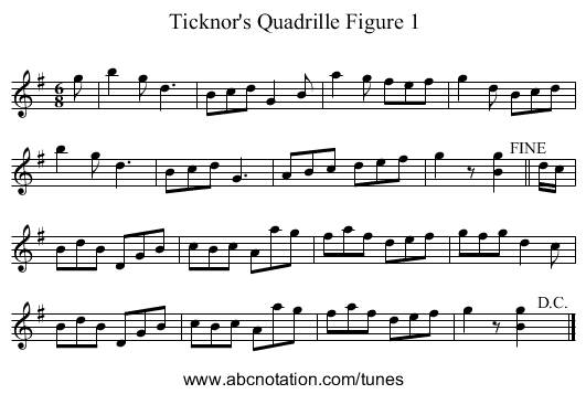 Ticknor's Quadrille Figure 1 - staff notation