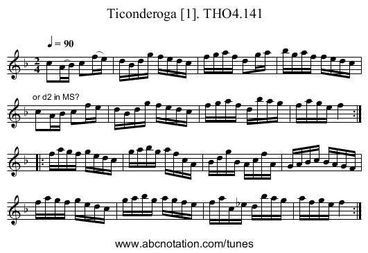 Ticonderoga [1]. THO4.141 - staff notation