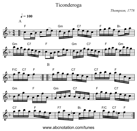 Ticonderoga - staff notation