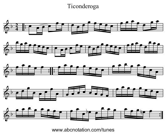 Ticonderoga - staff notation