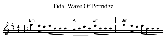 Tidal Wave Of Porridge - staff notation