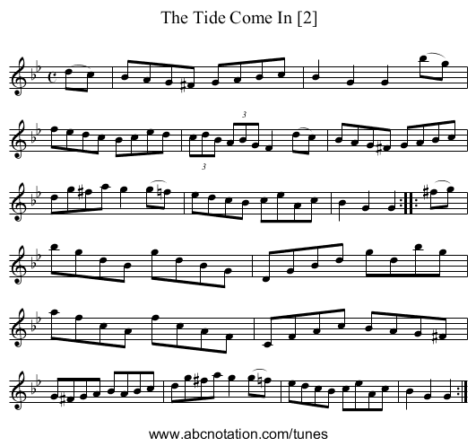 Tide Come In [2], The - staff notation
