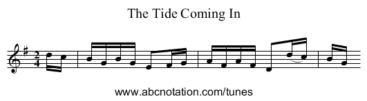 Tide Coming In, The - staff notation
