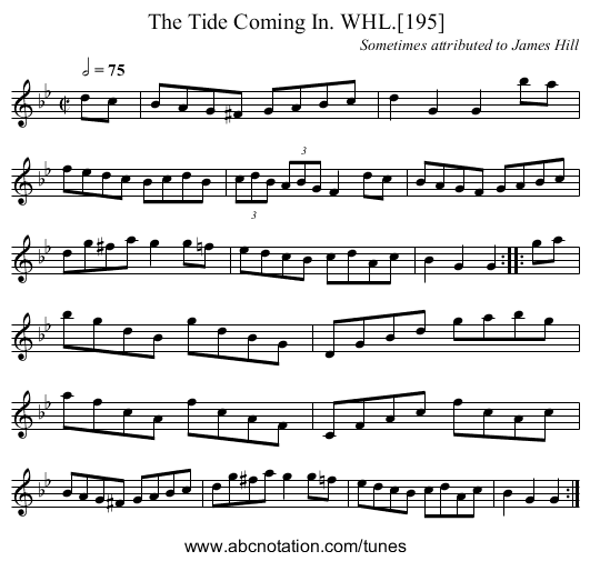 Tide Coming In. WHL.[195], The - staff notation