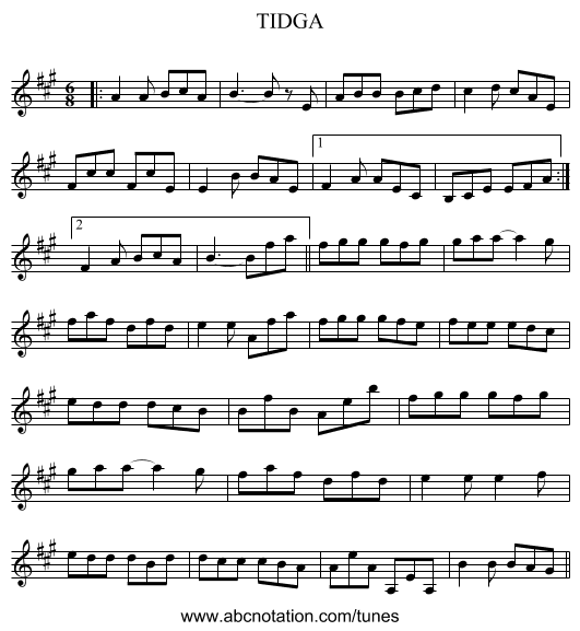 TIDGA - staff notation