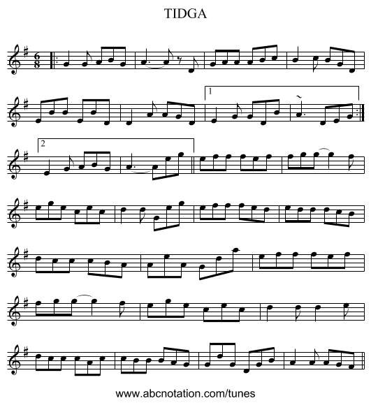 TIDGA - staff notation