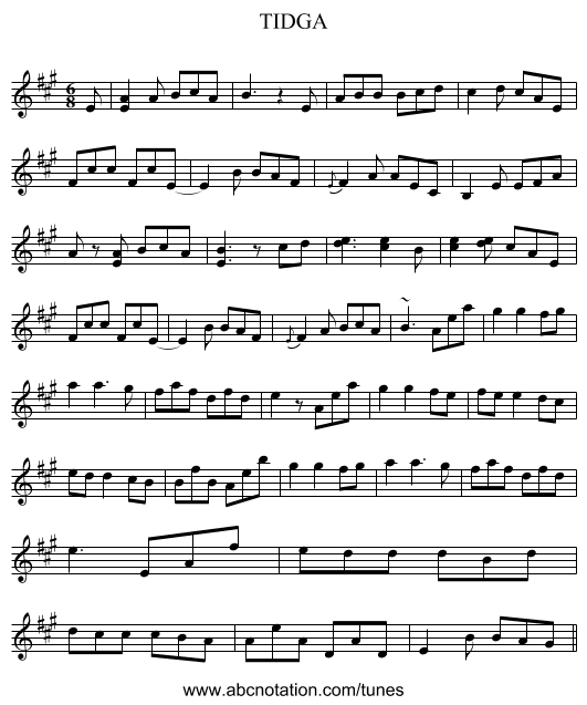 TIDGA - staff notation