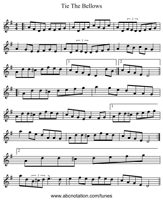 Tie The Bellows - staff notation