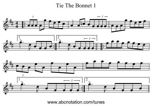 Tie The Bonnet 1 - staff notation