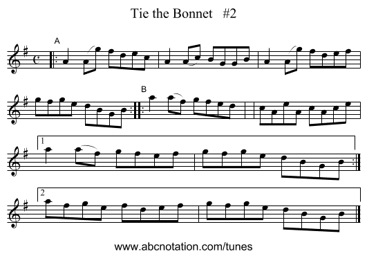 Tie the Bonnet   #2 - staff notation