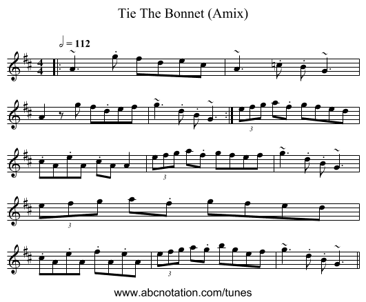 Tie The Bonnet (Amix) - staff notation