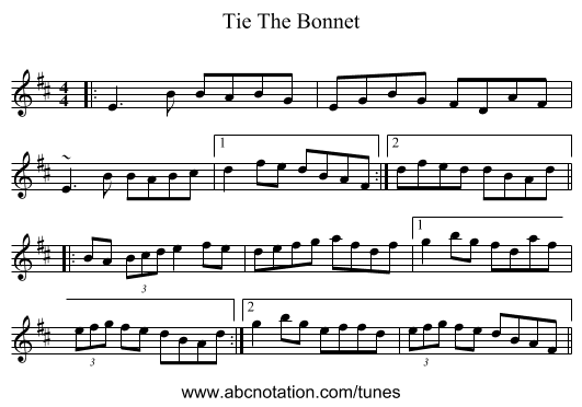 Tie The Bonnet - staff notation