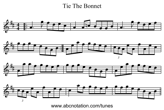 Tie The Bonnet - staff notation